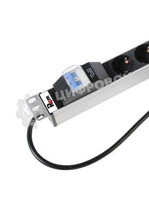 Блок розеток Rem-16 с авт. 16А, 7 Shuko, алюм., 19