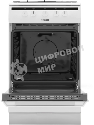 Плита газовая Hansa FCGW51001 белый, конфорок 4 шт, духовка 56 л, 50 см x 85 см x 60 см