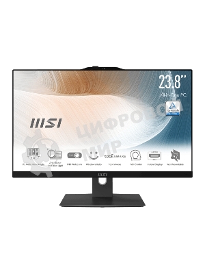 Моноблок Modern AM242P 12M-090RU (MS-AE07) 23.8'' FHD(1920x1080)/Intel Core i5-1240P/16GB/512GB SSD/Integrated/WiFi/BT/2.0MP/KB+MOUSE(WLS)/W11Pro/1Y/BLACK