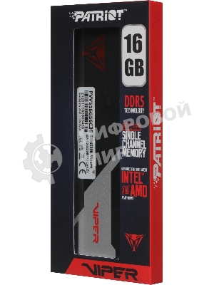 Оперативная память Patriot Viper Venom, DDR5, 16GB (1x16GB), 5600 MHz, CL36, с радиатором, серый