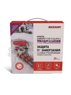 Греющий саморегулирующийся кабель Rexant на трубу  Extra Line 25MSR-PB 5M (5м/125Вт)