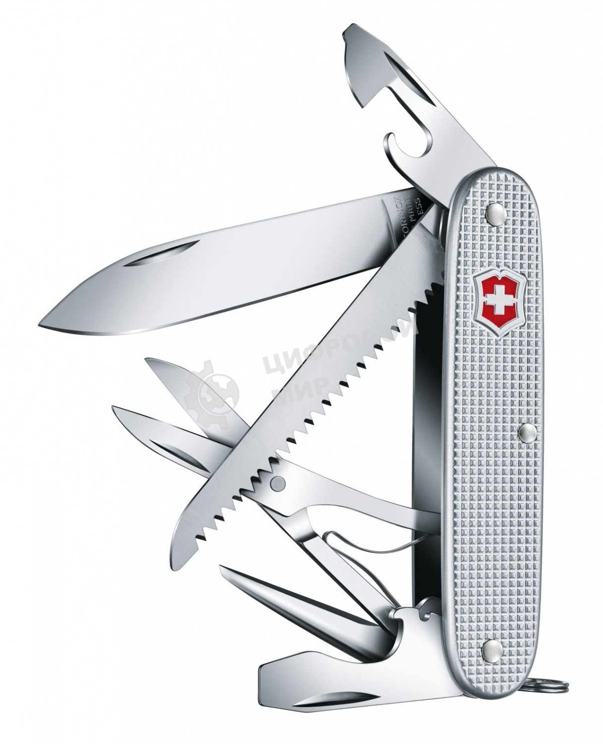 Нож Victorinox Farmer X Alox, 93 мм, 10 функций, алюминиевая рукоять, серебристый