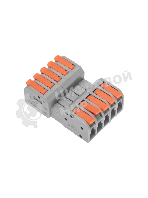 Клемма Rexant СМК 222-425R проходная разъемная 5 полюсов серый 0,2-2,5/4 мм² (20 шт/уп)