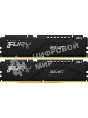 Оперативная память Kingston Fury Beast, DDR5, 16Gb (2x8Gb), 6000MHz, CL30, DIMM, с радиаторами, черный
