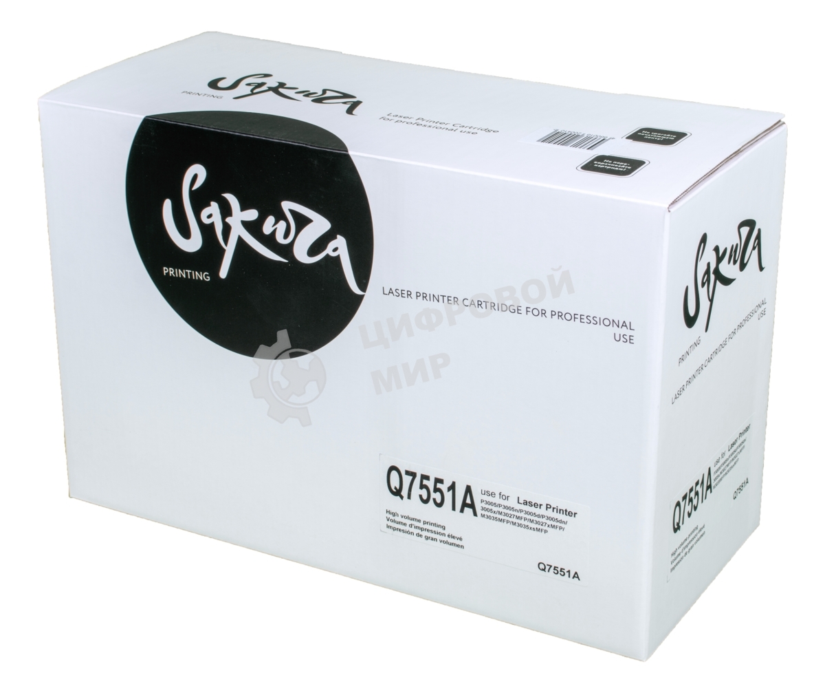 Картридж Sakura Q7551A для HP P3005/P3005n/P3005d/P3005dn/3005x/M3027MFP/M3027xMFP/M3035MFP/M3035xsMF, черный, 6000 к.