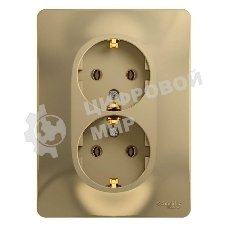 Розетка 2-м СП Glossa в сборе с заземл. в сборе титан SchE GSL000424