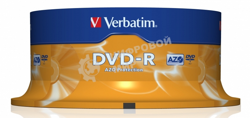 Диск DVD-R Verbatim 4.7Gb 16x Cake Box (25шт) (43522)