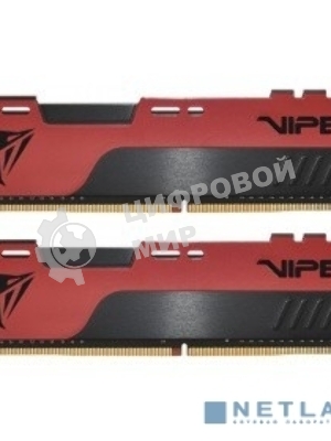 Оперативная память Patriot Viper Elite II, DDR4, 16GB (2x8 GB), 3200 MHz, CL18, DIMM, радиатор, красный, черный