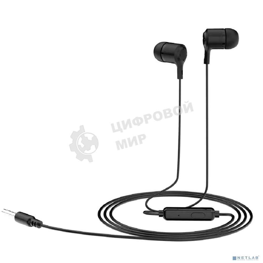 Проводные наушники Perfeo CALL черные, внутриканальные, встроенный микрофон