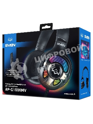 Гарнитура Sven AP-U1100MV чёрный, проводная, USB, подсветка