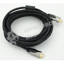Кабель HDMI Ver.1.4 Gray jack HDMI(19pin)/HDMI(19pin) (5м) феррит.кольца позолоченные контакты