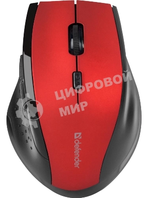 Мышь беспроводная Defender Accura MM-365 красный, 1600 dpi, радиоканал, USB, кнопки - 6