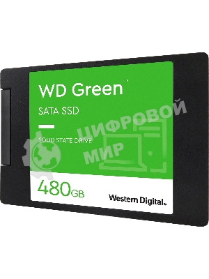Накопитель SSD WD Green WDS480G3G0A, 480Gb, SATA III, 2.5