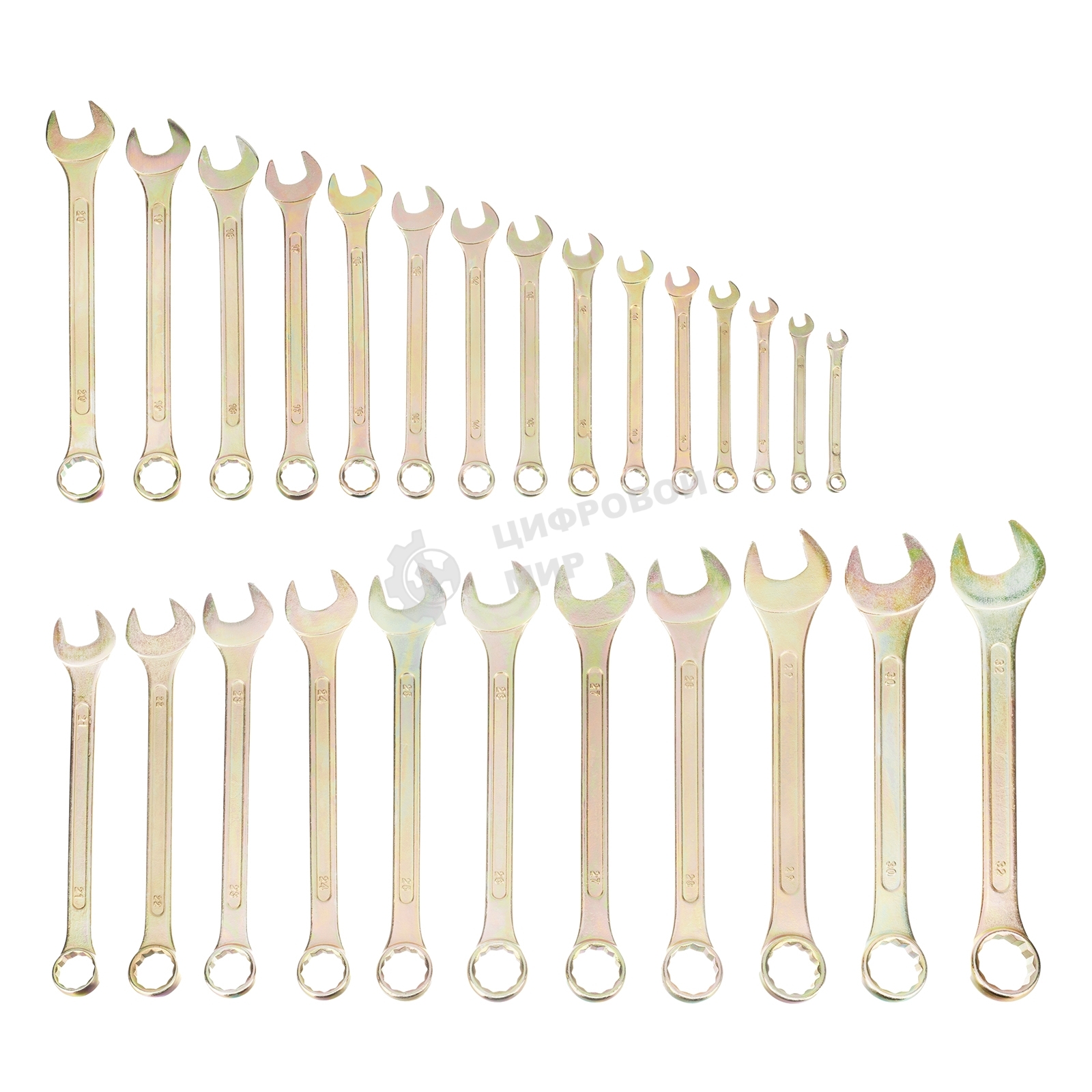 Набор ключей комбинированный Сибртех 6-32 мм, 26 шт, желтый цинк