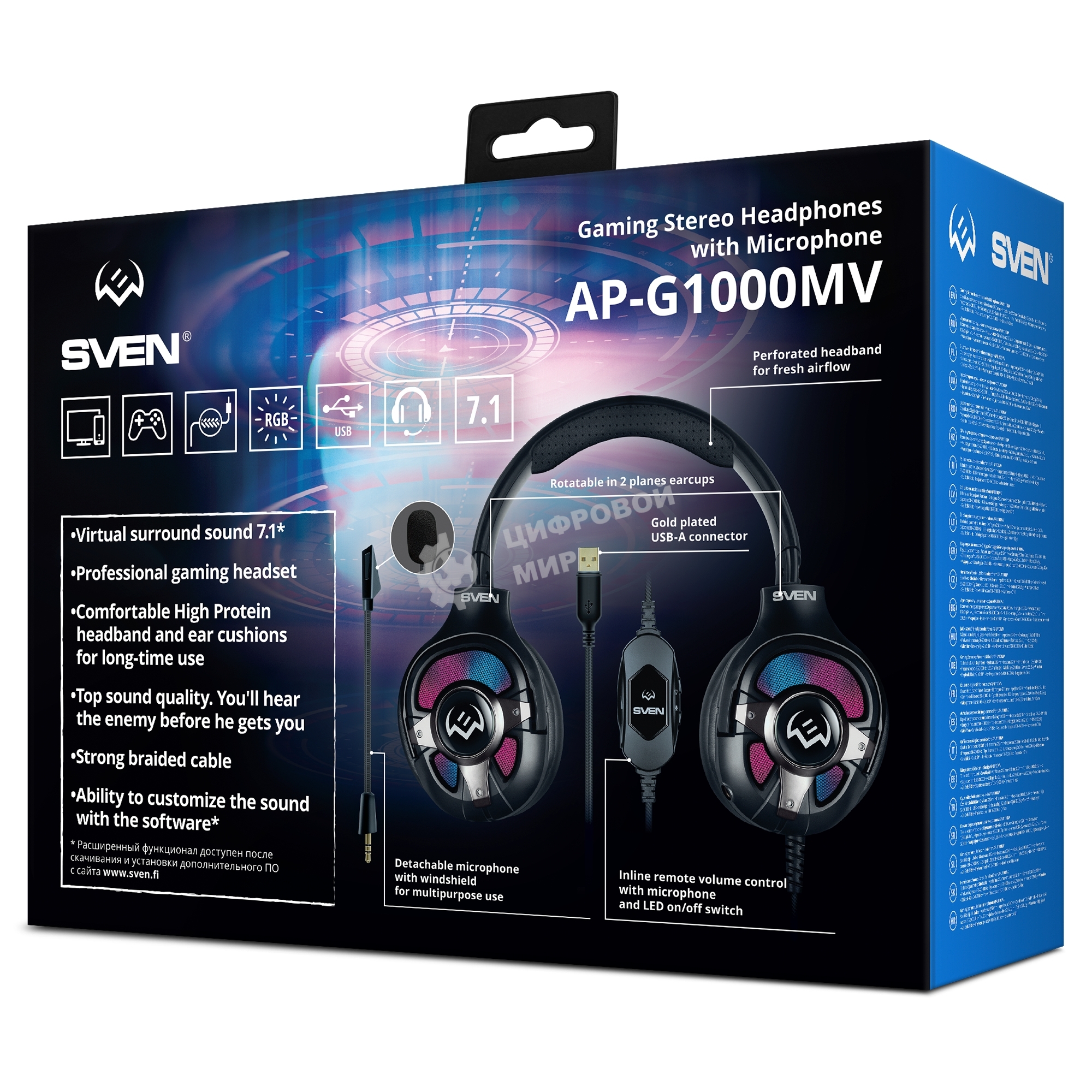 Наушники с микрофоном Sven AP-U1100MV черный 2.2м мониторные оголовье