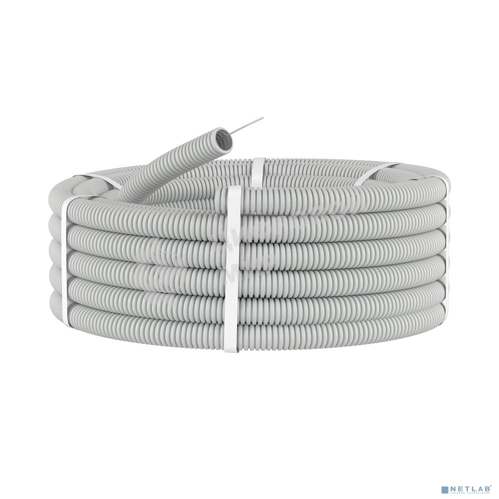 Труба гофрированная ПВХ d25 мм тяжелая с протяж. сер. (уп. 50 м) ДКС 91525