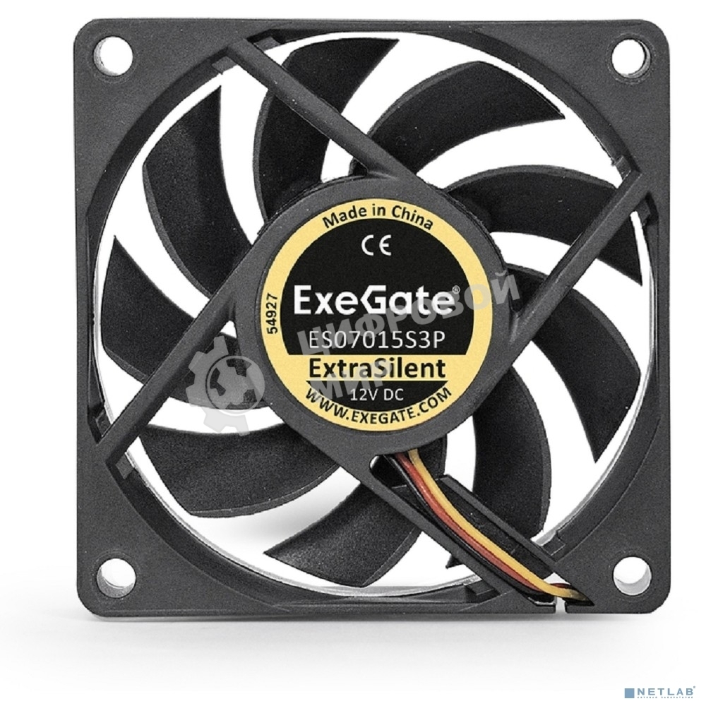 Вентилятор для корпуса ExeGate ExtraSilent ES07015S3P черный, 70 мм, 2000 об/мин, 18 дБ, 3 pin