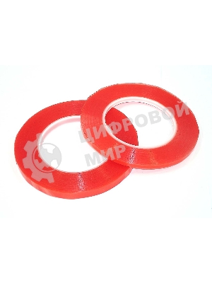 Скотч двусторонний прозрачный 3M 865379 с красной защитной лентой, ширина 10мм длина 25м