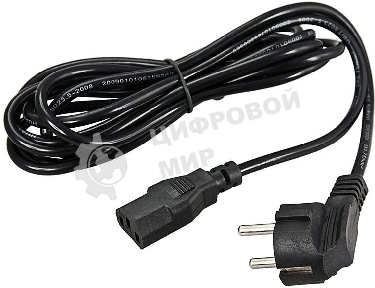 Шнур сетевой Rexant евровилка угловая - евроразъем С13, кабель 3x0,75 мм², длина 3 метра (PE пакет)