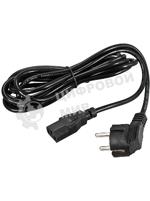 Шнур сетевой Rexant евровилка угловая - евроразъем С13, кабель 3x0,75 мм², длина 3 метра (PE пакет)