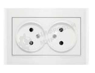Розетка 2-м СП Бриллиант 16А IP20 защ. шторки без заземл. бел. Universal 7947526