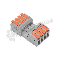 Клемма Rexant СМК 222-424R проходная разъемная 4 полюса серый 0,2-2,5/4 мм² (20 шт/уп)