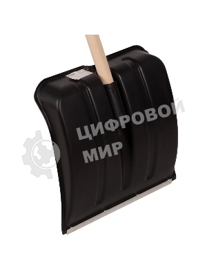 Лопата для уборки снега пластиковая, 380х385х1420 мм, деревянный черенок Россия