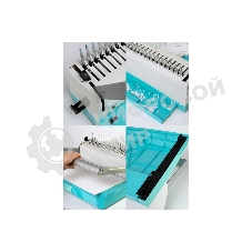 Переплетчик ГЕЛЕОС БП-16 бирюзово-белый на пластиковую пружину, А4, ручная перфорация 16 листов, переплет макс до 500 л., глубина перфорации 2-3-4-5 мм