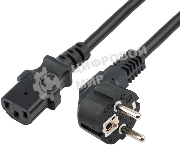 Шнур сетевой Rexant евровилка угловая - евроразъем С13, кабель 3x0,75 мм², длина 3 метра (PE пакет)