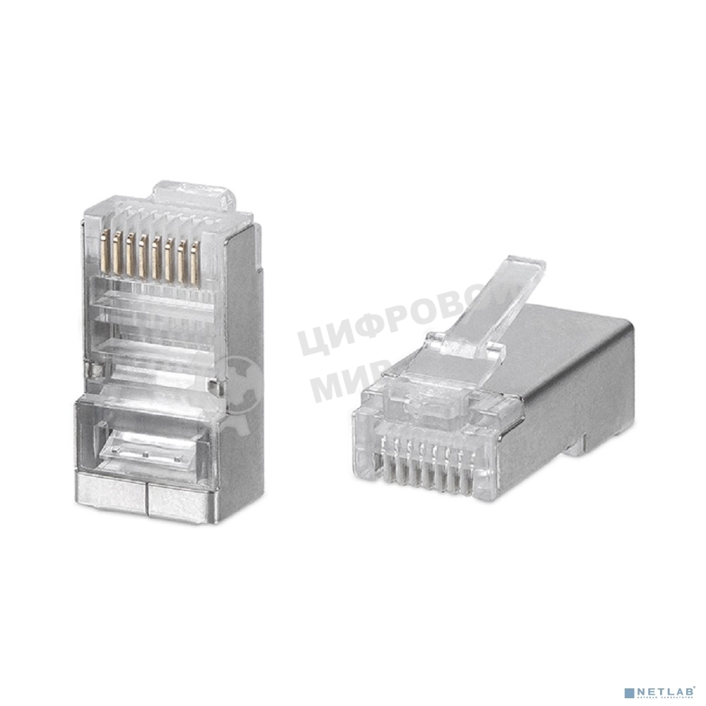 Коннектор RJ-45 Cabeus 8P8C-SH-C6-FC быстрой установки под витую пару, категория 6, экранированный, для многожильного кабеля, для проводников с толщиной по изоляции до 1,05 мм