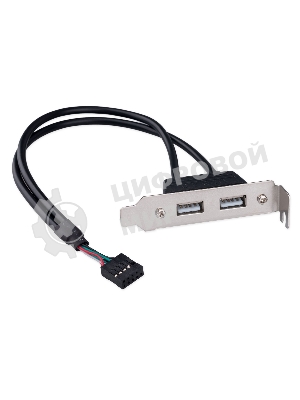 Планка USB 2.0 на заднюю панель низкопрофильная Cablexpert CCUSBRECEPTACLE-LP, 2 порта USB