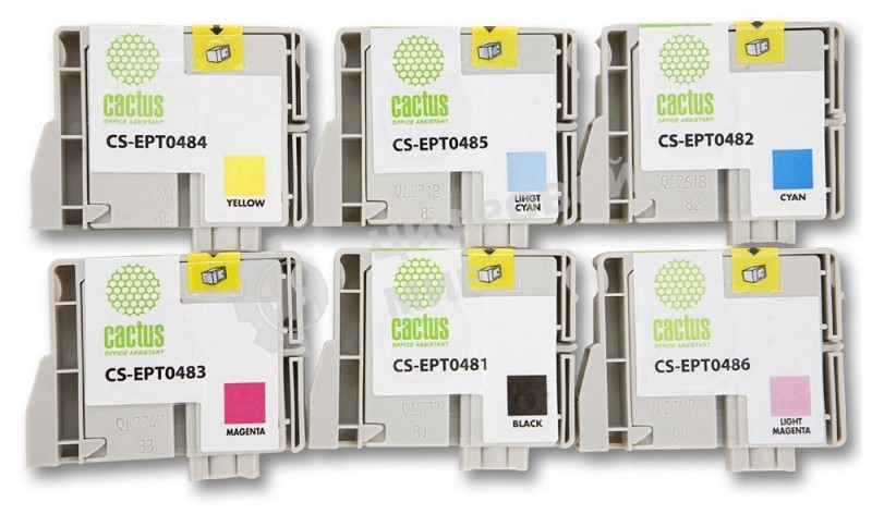 Картридж струйный Cactus CS-EPT0487 многоцветный (88 мл) для Epson Stylus Photo R200/R220/R300/R320/R340/RX500/RX600/RX620/RX640