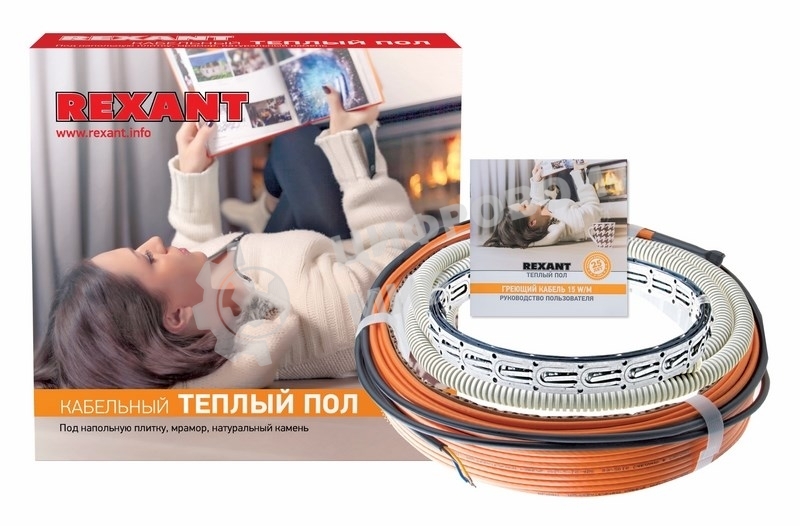 Теплый пол Rexant Standard RND -40-600 (600Вт/40м/S обогрева, м2: 3,7-5,0) (двух жильный)