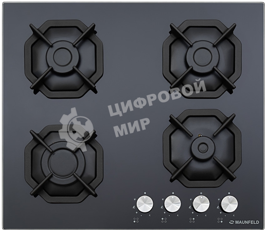 Газовая варочная панель Maunfeld EGHG.64.2CB/G, 4 конфорки, закаленное стекло, черный