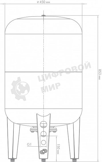 Гидроаккумулятор вертикальный ВП 100 к, комбинированный фланец