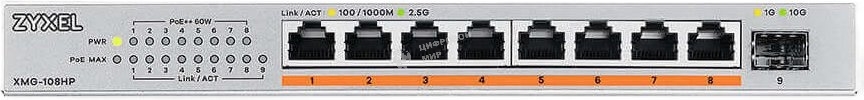 Коммутатор Zyxel XMG-108HP-EU0101F (L2) 8x2.5 Гбит/с 1SFP+ 8PoE++ 100W неуправляемый