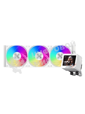 Система охлаждения PCCooler GT360 ARGb Display WH (310W, 360мм, LED temp., белый, ARGb/Fans: 3x120мм, 99CFM, 41.5dBA, 3000RPM/Pump 15dBA, 2600RPM, Rad thickness 27мм/S: 1851, 1700, 1200, 115X, AM5, AM4)