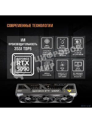 Видеокарта Asus GeForce RTX 5090 TUF Gaming OC 32Gb GDDR7 DLSS4 (90YV0LY0-M0NA00)