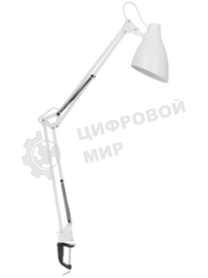 Светильник настольный Camelion KD-335 C01 белый с метал. струбциной, 230V, 40W, E27