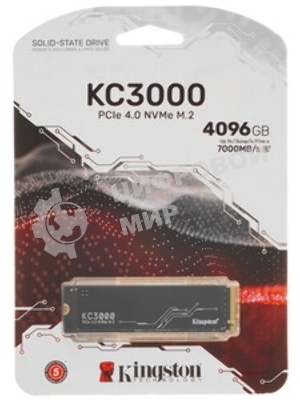 Накопитель SSD Kingston KC3000, 4Tb, PCIe 4.0 x4, M.2 2280, NVMe, R/W 7000/7000, с радиатором
