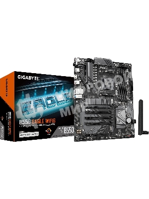 Материнская плата Gigabyte B550 EAGLE WIFI6, AM4, AMD B550, 4xDDR4, 4xSATA, 2xM.2, 3xPCIe x16, HDMI, 1xGb LAN, USB Type-C, 3x3.5 мм, 7.1, ATX