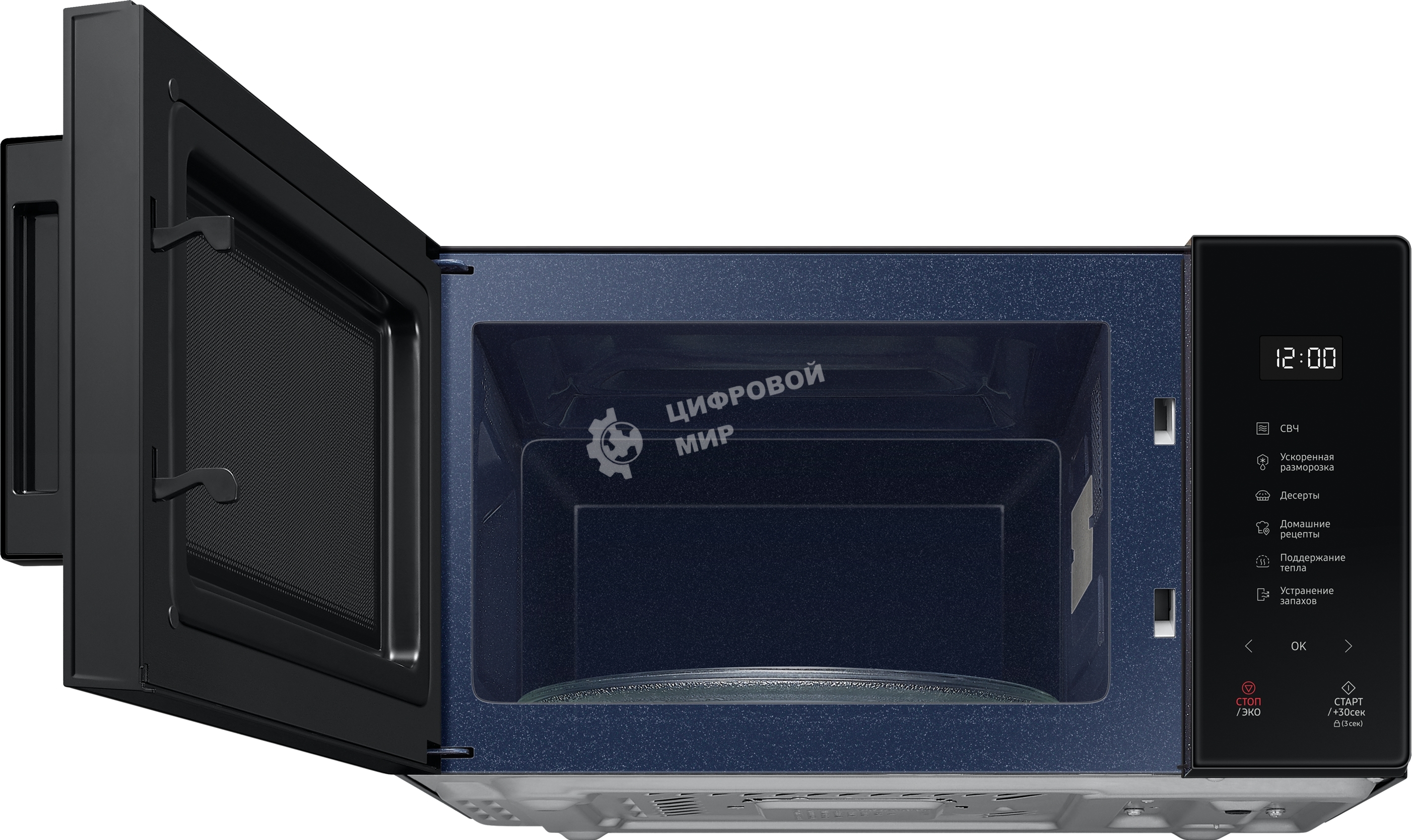 Микроволновая печь Samsung MS23T5018AK/BW черный, 23 л, 800 Вт, переключатели - сенсор