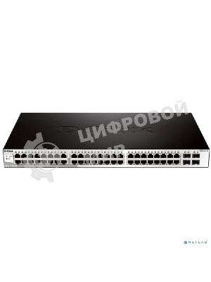 Коммутатор настраиваемый D-Link DGS-1210-52/F3A WebSmart с 48 портами 10/100/1000Base-T и 4 комбо-портами 100/1000Base-T/SFP