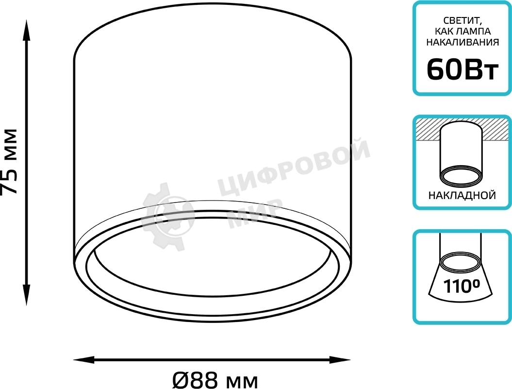 Светильник Gauss Overhead потолоч. белый (HD024)