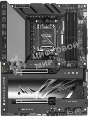 Материнская плата ASUS ROG CROSSHAIR X870E HERO, AM5, AMD X870E, 4xDDR5, 4xSATA, 5xM.2, 2xPCI-E 5.0 x16, 1xHDMI, 2xUSB-C (видео), 2x 5Gb LAN, 6xUSB-A 3.2 Gen 2, 2xUSB-C 3.2 Gen 2, 2xUSB4, 2x3.5 мм, 7.1, ATX