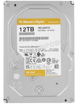 Жесткий диск Western Digital 12Tb WD122KRYZ Gold, SATA3, Cache 512MB, 7200 rpm