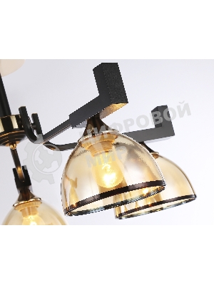 Светильник Ambrella light TR9099/5 BK/GD/TI черный/золото/янтарь E27*5 max 40W D600*316