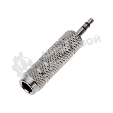 Переходник штекер Rexant стерео 3,5 м м - гнездо стерео 6,3 мм, металл