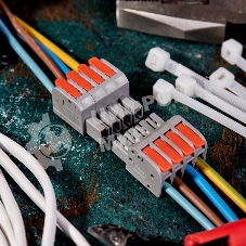 Клемма Rexant СМК 222-424R проходная разъемная 4 полюса серый 0,2-2,5/4 мм² (20 шт/уп)