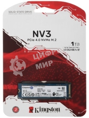 Накопитель SSD Kingston NV3, 1Tb, M.2 2280, NVMe, PCIe 4.0, R/W 6000/4000